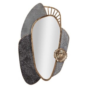 ADORNO PARED METAL ESPEJO NEGRO GRIS 60x6x91 CM