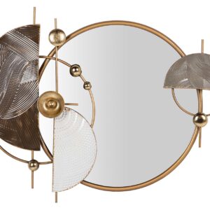 ADORNO PARED METAL ESPEJO MARRON DORADO 94x8x70 CM