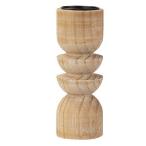 PORTAVELAS MADERA MARRON 11x11x30 CM