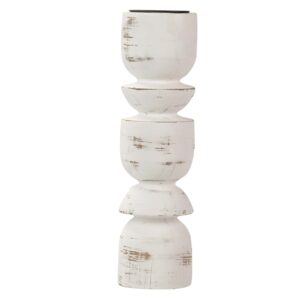 PORTAVELAS MADERA BLANCO 11x11x41 CM