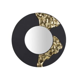 ESPEJO METAL REDONDO NEGRO DORADO 50x3x50 CM