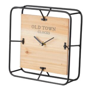 RELOJ SOBREMESA METAL MADERA 21,5x6,5x21,5 CM