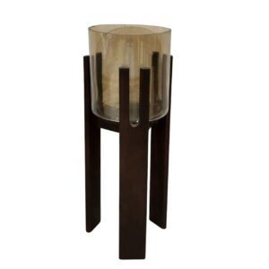 Hurricane light Paige walnut small Windlicht