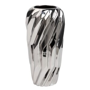 JARRON CERAMICA PLATEADO 15x15x30 CM