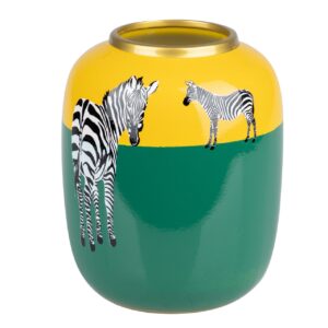 JARRON CERAMICA CEBRA AMARILLO VERDE 17x17x21 CM