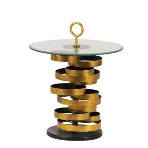 MESA AUXILIAR METAL CRISTAL DORADO YUKU 51x51x66CM