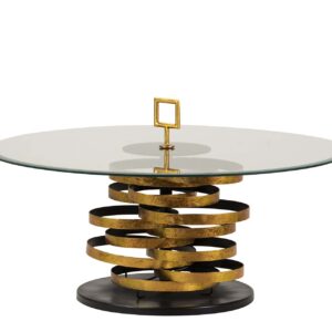 MESA AUXILIAR METAL CRISTAL DORADO YUKU 92x92x50CM