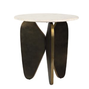 MESA AUXILIAR MARMOL METAL NEGRO TLALOC 56x56x51CM