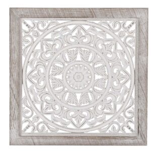 CUADRO MADERA CALADA BLANCO 43x3x43 CM