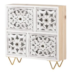 JOYERO MADERA CALADA BLANCO 30x7x30 CM