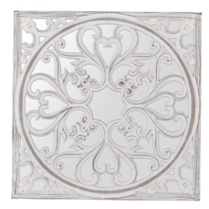 ESPEJO MADERA TALLADA BLANCA 60x2x60 CM