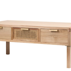 MESA CENTRO MADERA NATURAL 110x50x45 CM