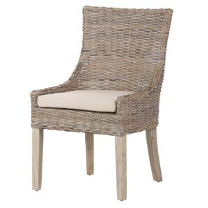 SILLA RATAN LINO MADERA MARRON BEIGE 54x52x91 CM