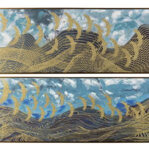 SET2 CUADROS 80% PINTADO A MANO FOIL 150x4x60 CM