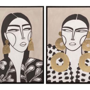 SET 2 CUADROS SEÑORAS FOIL MARCO NEGRO 50x4x70 CM