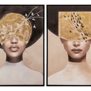 SET 2 CUADROS SEÑORAS CON MARCO NEGRO 60x4x80 CM