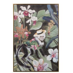 CUADRO MACACO CON MARCO DORADO 80x4x120 CM