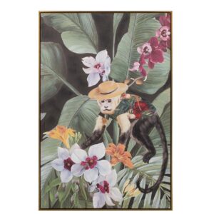 CUADRO MACACO CON MARCO DORADO 80x4x120 CM