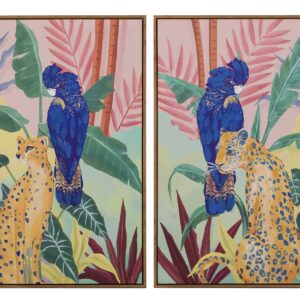 SET2 CUADROS ANIMALES CON MARCO DORADO 60x4x80 CM