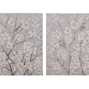 SET 2 LIENZOS ALMENDRO 40% PINTADO MANO 60x3x60 CM