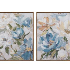 SET 2 CUADROS FLORES 80% PINTADO A MANO 60x4x60 CM