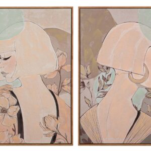 SET 2 CUADROS MUJERES 80% PINTADO A MANO 60x4x80CM