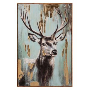 CUADRO CIERVO 80% PINTADO A MANO Y FOIL 80x4x120CM