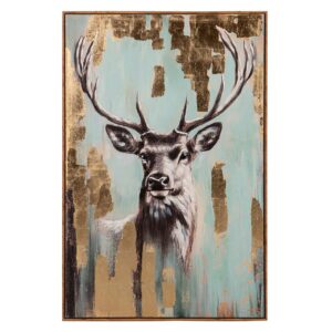 CUADRO CIERVO 80% PINTADO A MANO Y FOIL 80x4x120CM