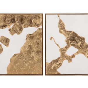 SET 2 CUADROS 80% PINTADO A MANO Y FOIL 80x4x80 CM