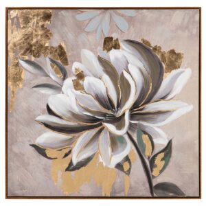 CUADRO FLOR 80% PINTADO A MANO Y FOIL 100x4x100 CM