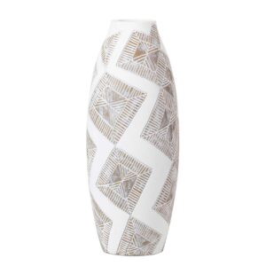 JARRON RESINA BLANCO MARRON 18x18x43 CM