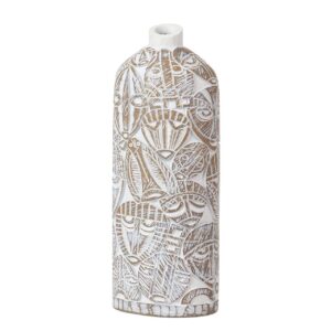 JARRON RESINA DORADO BLANCO 15x11x37 CM