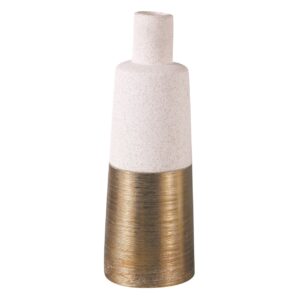 JARRON CERAMICA DORADO BEIGE 10x10x25 CM