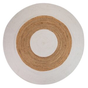 ALFOMBRA YUTE ALGODON MARRON BLANCO 220X220 CM