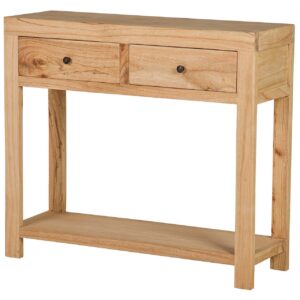 CONSOLA 2 CAJONES MADERA MINDI MARRON 90x30x80 CM