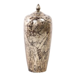 TIBOR CERAMICA LACADA DORADO NEGRO 27x27x62 CM