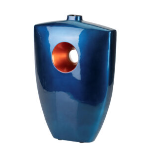 JARRON CERAMICA LACADA AZUL NARANJA 27x12x38 CM