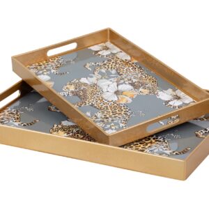 SET 2 BANDEJAS LEOPARDO 48x35x4/40x26x4 CM