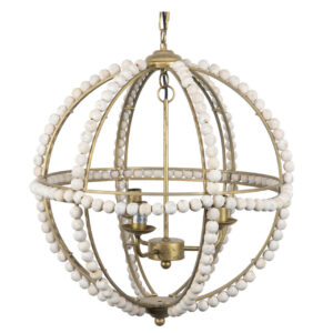 LAMPARA TECHO METAL MADERA 55x55x59 CM