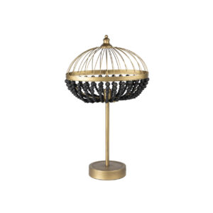 LAMPARA SOBREMESA BOLAS METAL MADERA 45x26x76 CM