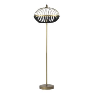 LAMPARA DE PIE BOLAS METAL MADERA 50x30x165 CM