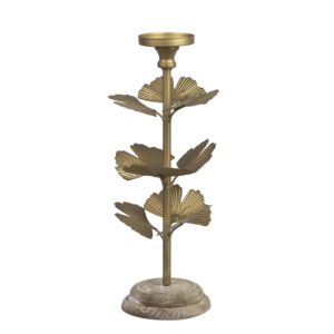 PORTAVELAS MADERA Y METAL 14x14x35 CM