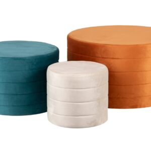 SET 3 PUFFS VELVET 80x80x45 60x60x40 40x40x35 CM