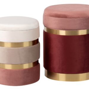 SET 2 PUFFS VELVET 36x36x44 31x31x38 CM