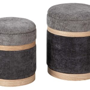 SET 2 PUFFS VELVET 36x36x44 31x31x38 CM