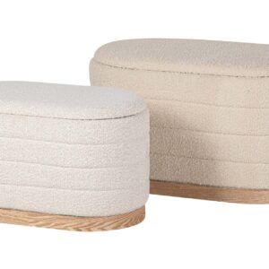 SET 2 PUFFS BOUCLE MADERA 83x48x42 69x38x35 CM