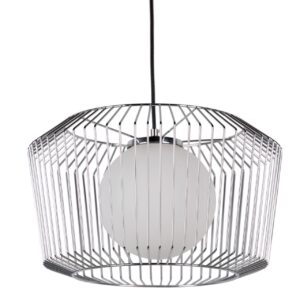 LAMPARA TECHO METAL PLATEADO BLANCO 38x38x23 CM