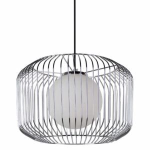 LAMPARA TECHO METAL PLATEADO BLANCO 38x38x23 CM