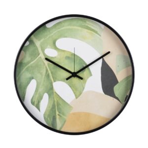 RELOJ PARED METAL NATURAL HOJAS 40x4,5X40 CM