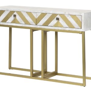 CONSOLA MADERA-METAL BLANCO-DORADO 120x35x81 CM